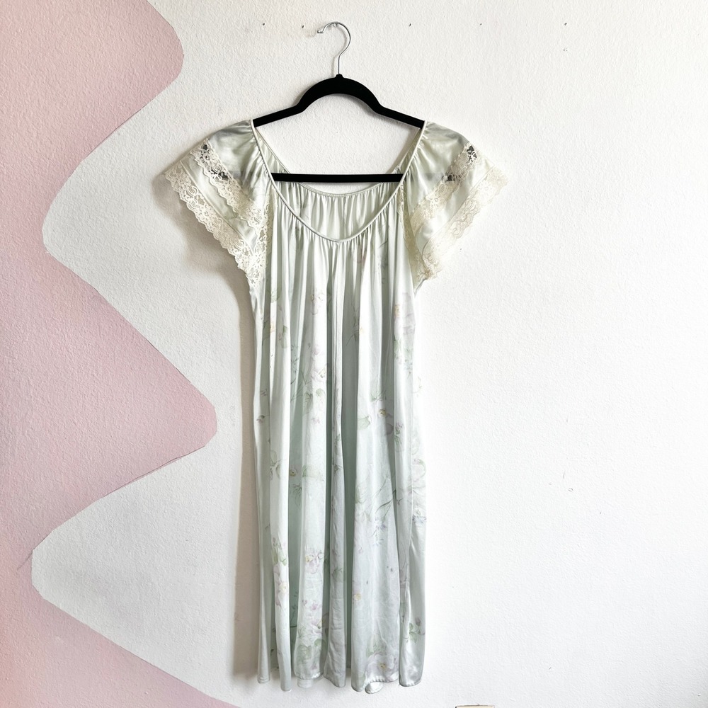 Vintage 1990s Nightgown‎ Slip Dress Small Fairy Romantic Lace Floral